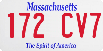 MA license plate 172CV7
