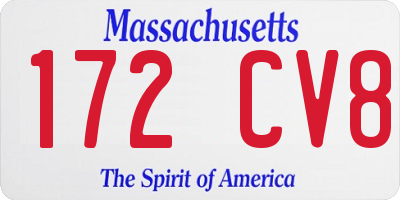 MA license plate 172CV8
