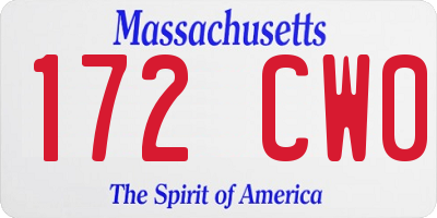 MA license plate 172CW0