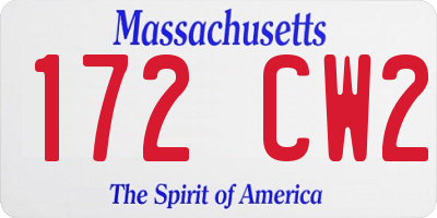 MA license plate 172CW2