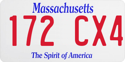 MA license plate 172CX4