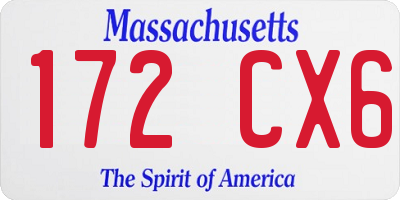 MA license plate 172CX6