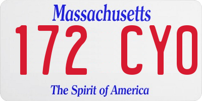 MA license plate 172CY0