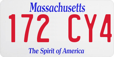 MA license plate 172CY4