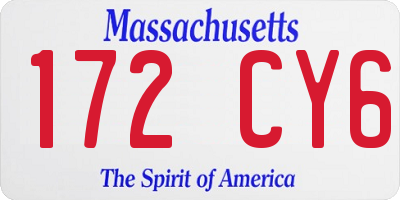 MA license plate 172CY6
