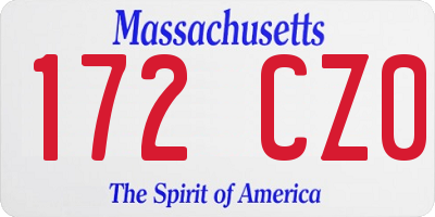 MA license plate 172CZ0