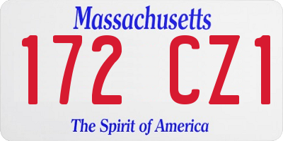 MA license plate 172CZ1