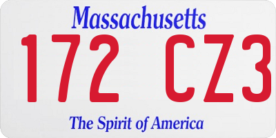 MA license plate 172CZ3