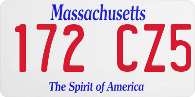 MA license plate 172CZ5