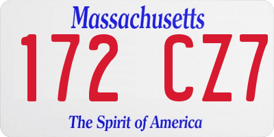 MA license plate 172CZ7