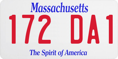 MA license plate 172DA1