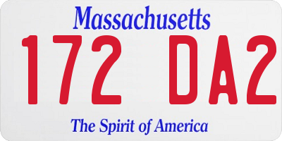 MA license plate 172DA2