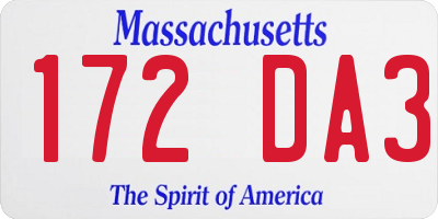 MA license plate 172DA3