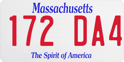 MA license plate 172DA4