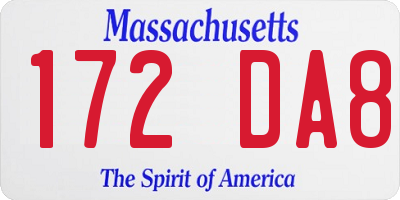 MA license plate 172DA8