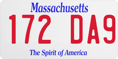 MA license plate 172DA9