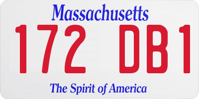 MA license plate 172DB1