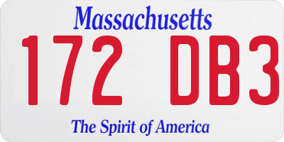 MA license plate 172DB3