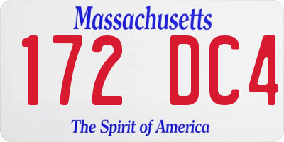MA license plate 172DC4