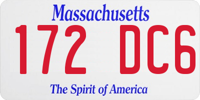 MA license plate 172DC6
