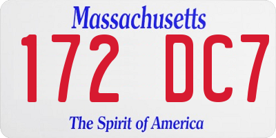 MA license plate 172DC7