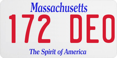MA license plate 172DE0