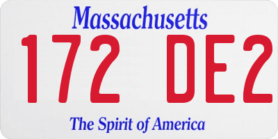 MA license plate 172DE2