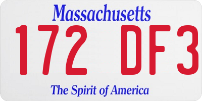 MA license plate 172DF3