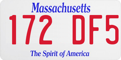 MA license plate 172DF5