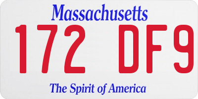 MA license plate 172DF9