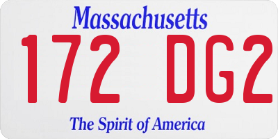 MA license plate 172DG2