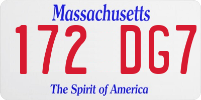MA license plate 172DG7