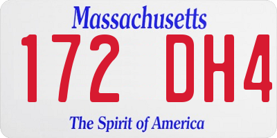 MA license plate 172DH4