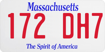 MA license plate 172DH7