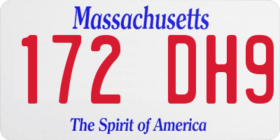 MA license plate 172DH9