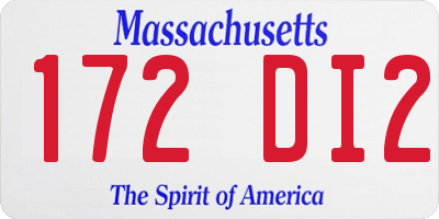 MA license plate 172DI2