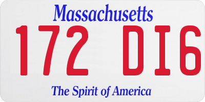 MA license plate 172DI6