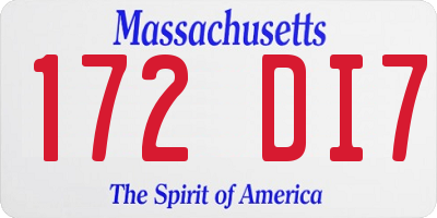 MA license plate 172DI7