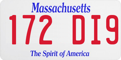 MA license plate 172DI9