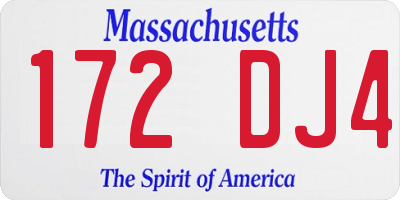 MA license plate 172DJ4