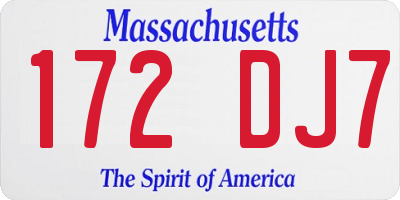 MA license plate 172DJ7