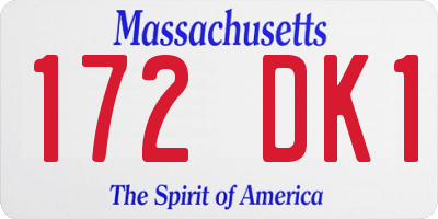 MA license plate 172DK1