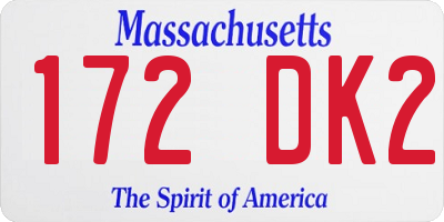 MA license plate 172DK2