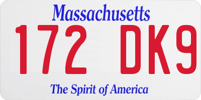 MA license plate 172DK9