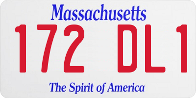 MA license plate 172DL1