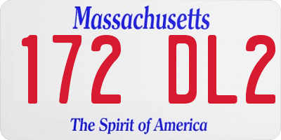 MA license plate 172DL2