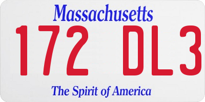 MA license plate 172DL3