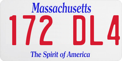 MA license plate 172DL4