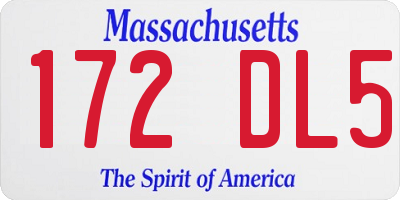 MA license plate 172DL5