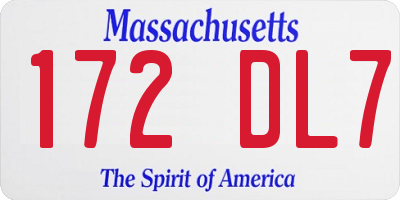 MA license plate 172DL7